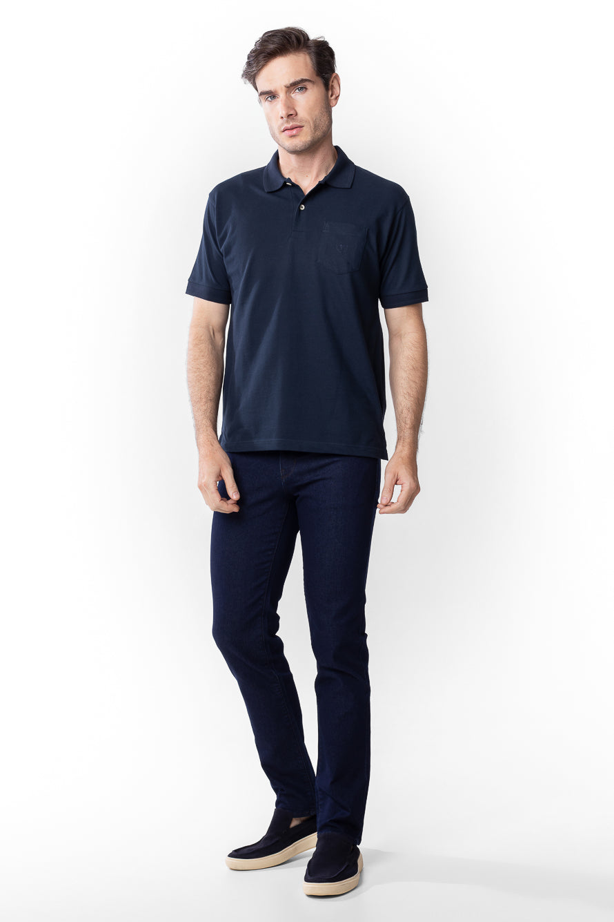 Calça Jeans 5 Bolsos - Azul Escuro