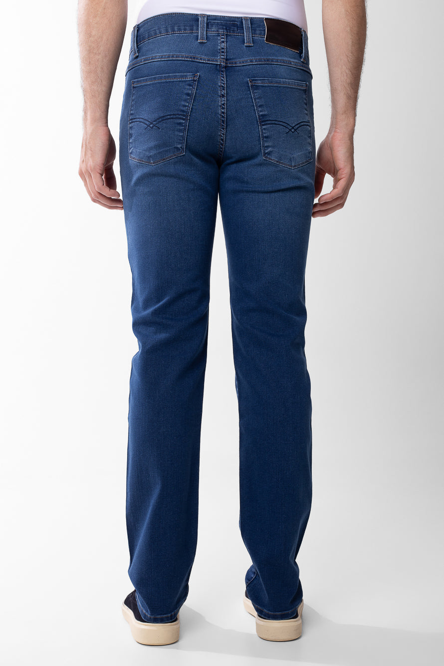 Calça Jeans 5 Bolsos - Azul Medio