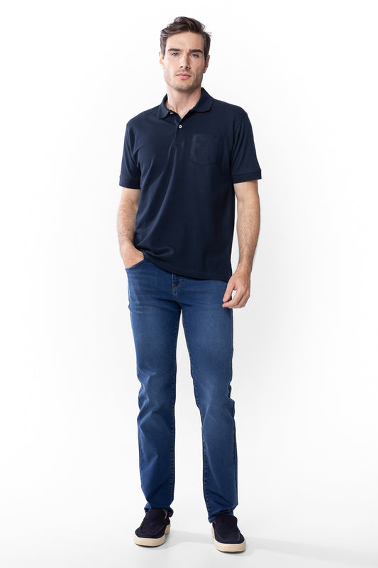 Calça Jeans 5 Bolsos - Azul Medio