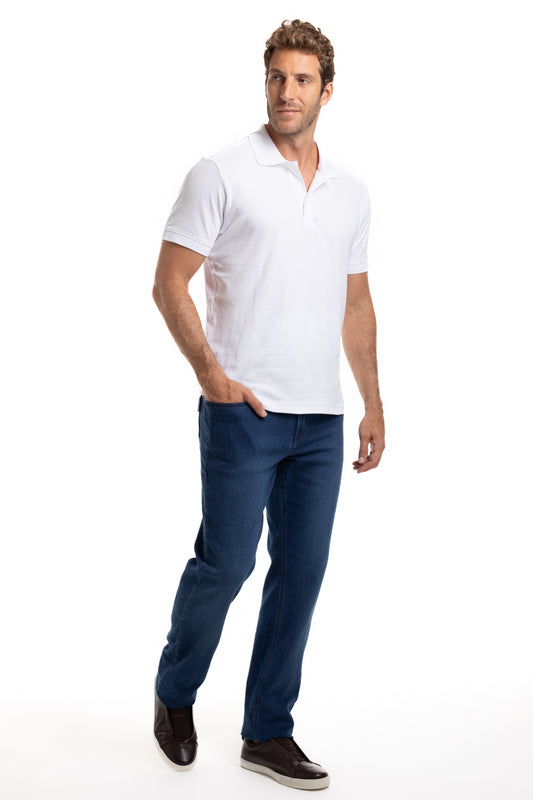 Calça Jeans Moletom - Azul Medio
