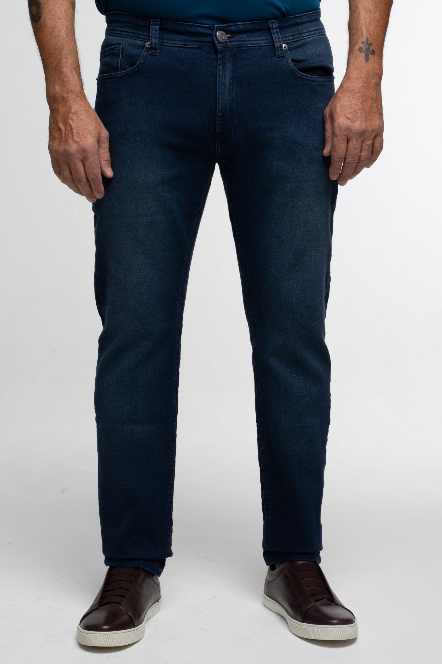 Calça Jeans Slim Moletom - Azul Escuro