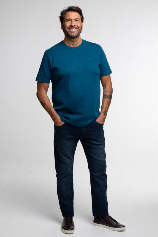 Calça Jeans Slim Moletom - Azul Escuro