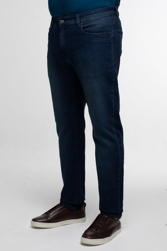 Calça Jeans Slim Moletom - Azul Escuro