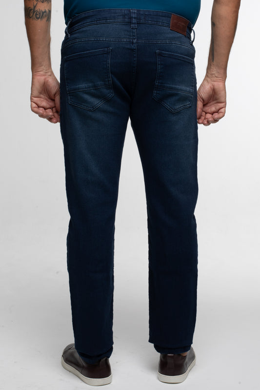 Calça Jeans Slim Moletom - Azul Escuro