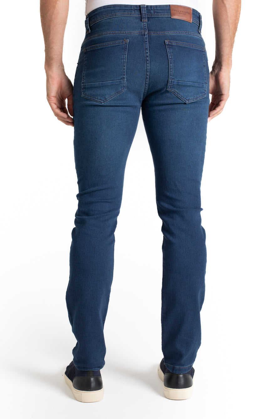 Calça Jeans Moletom Regular Fit - Azul Escuro