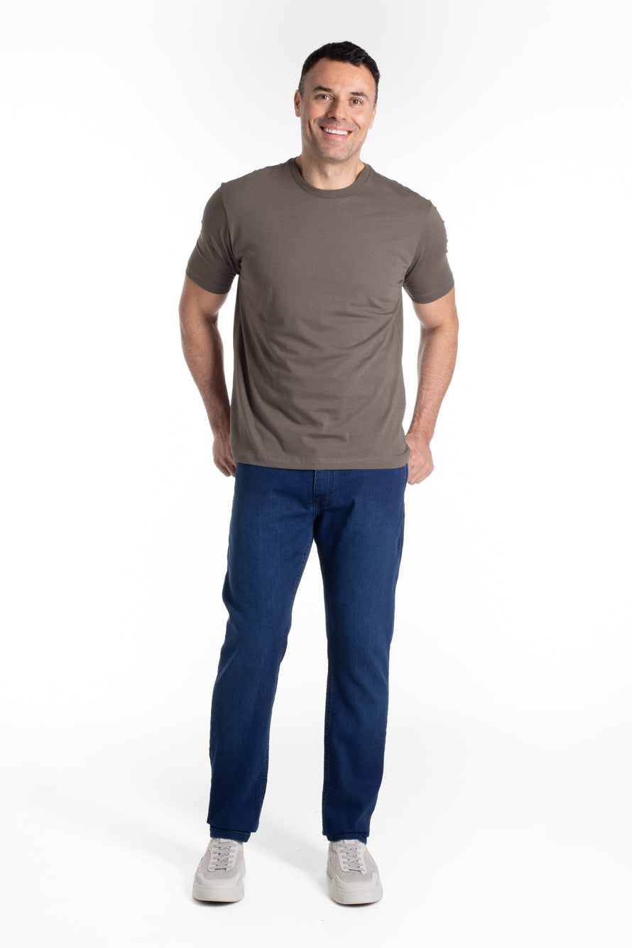 Calça Jeans Slim Com Elastano - Azul.