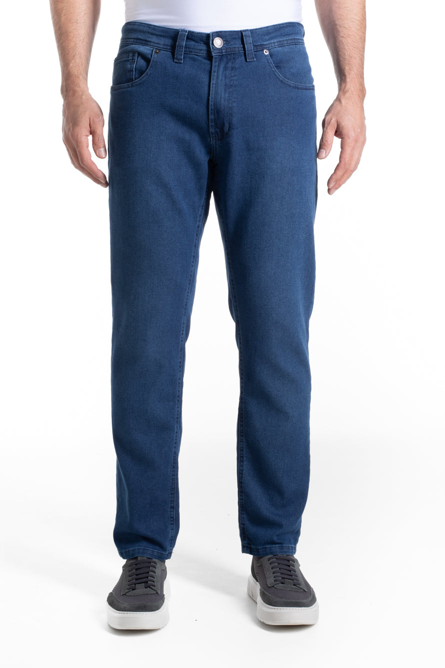 Calça Jeans Slim Com Elastano - Azul Medio