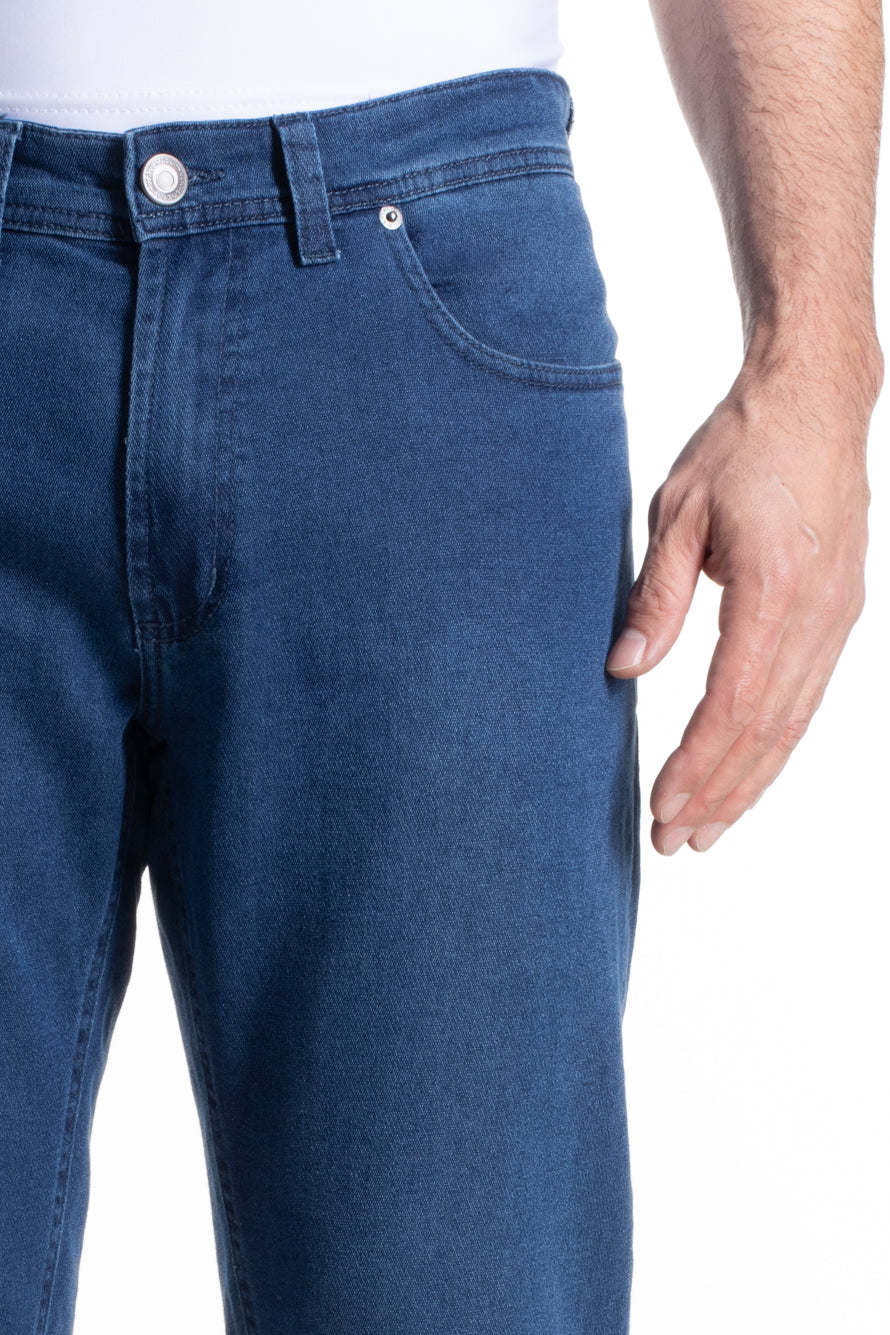 Calça Jeans Slim Com Elastano - Azul Medio