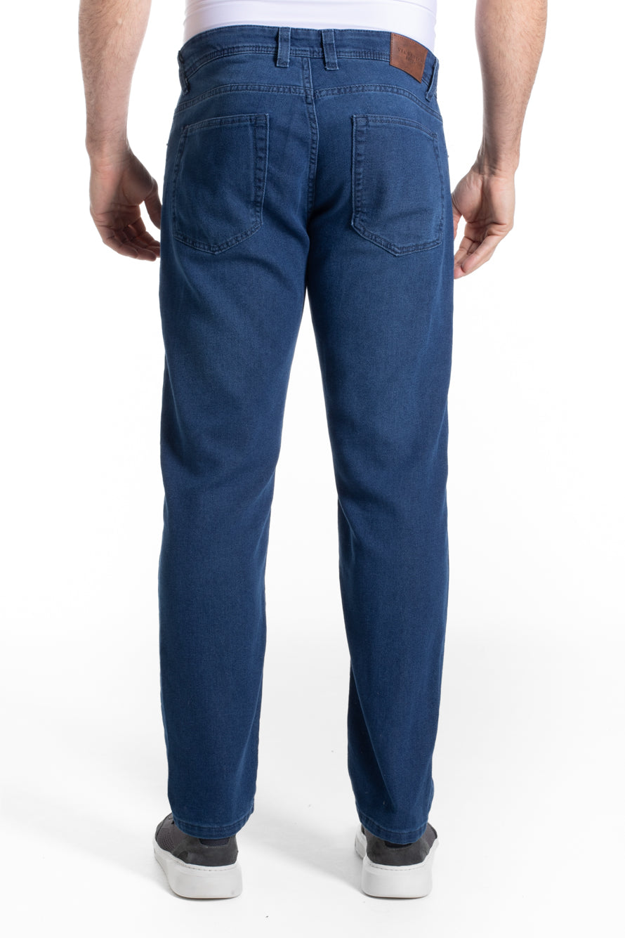 Calça Jeans Slim Com Elastano - Azul Medio