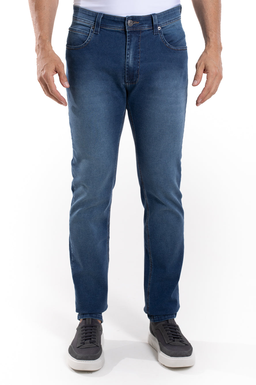 Calça Jeans Moletom - Azul Escuro