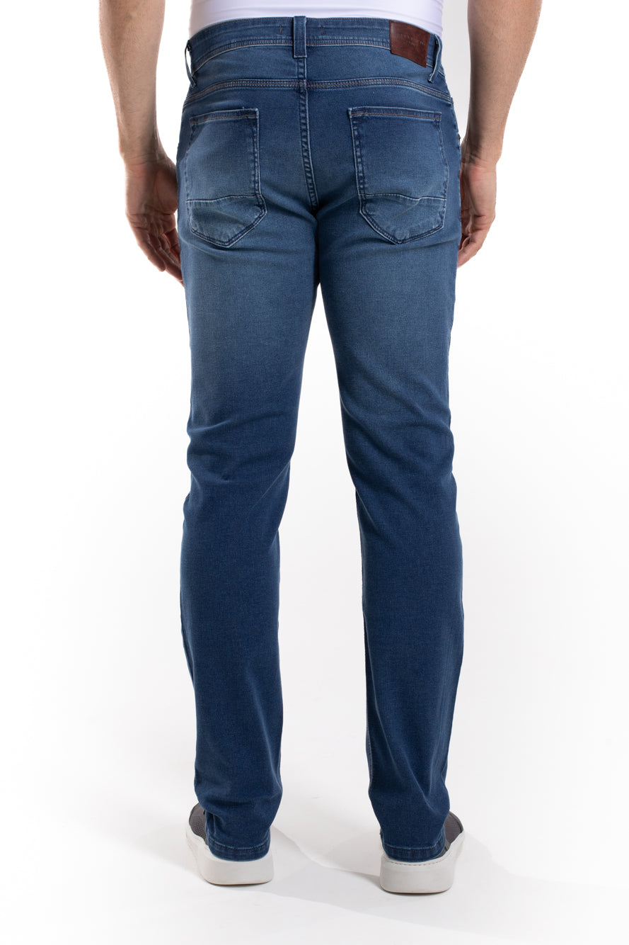 Calça Jeans Moletom - Azul Escuro