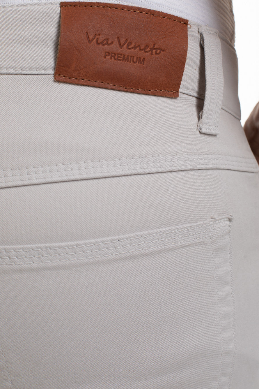 Calça Sarja Slim 5 Bolsos Color Premium - Areia