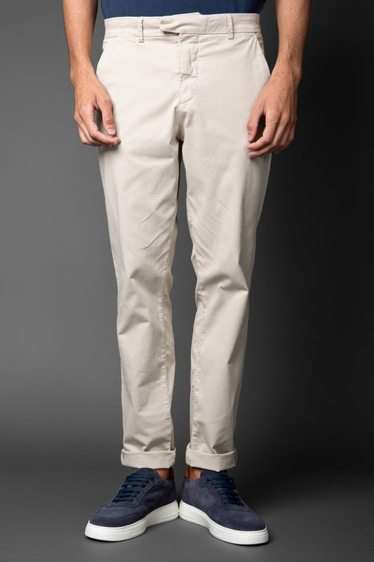 Calça Chino Bolso Faca Cós Alfaiataria - Bege