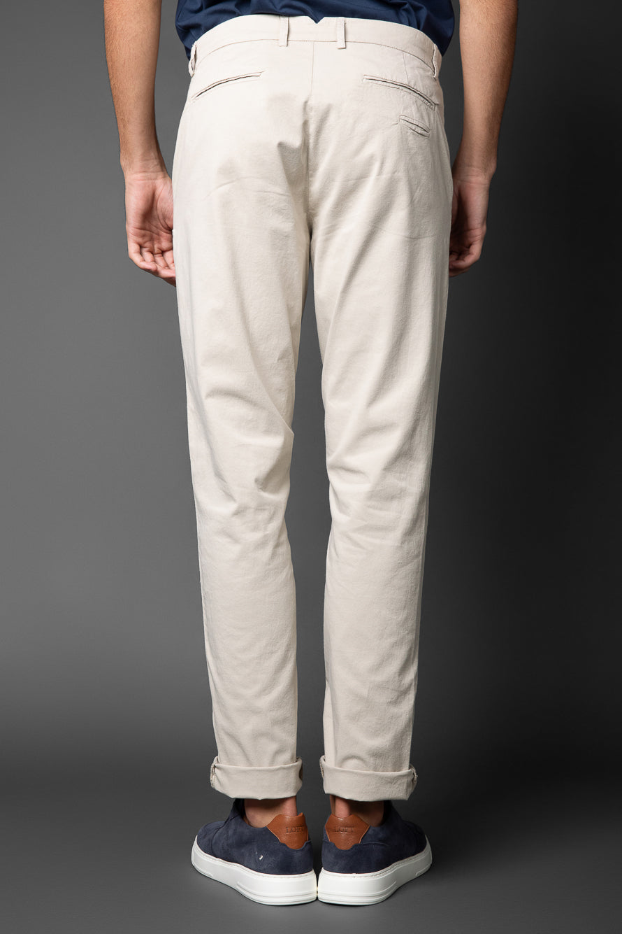 Calça Chino Bolso Faca Cós Alfaiataria - Bege