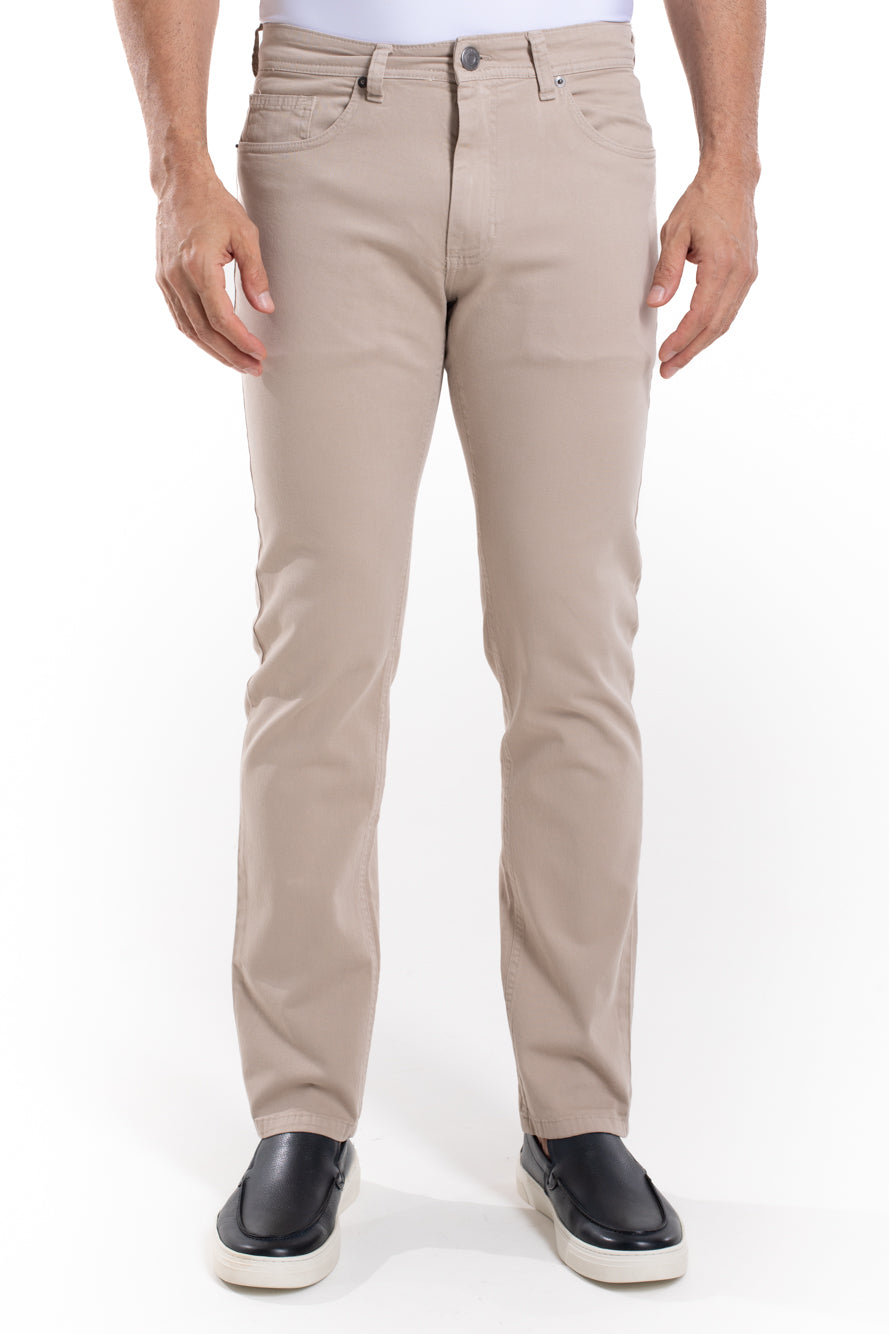 Calça Sarja 5 Bolsos - Kaki Claro
