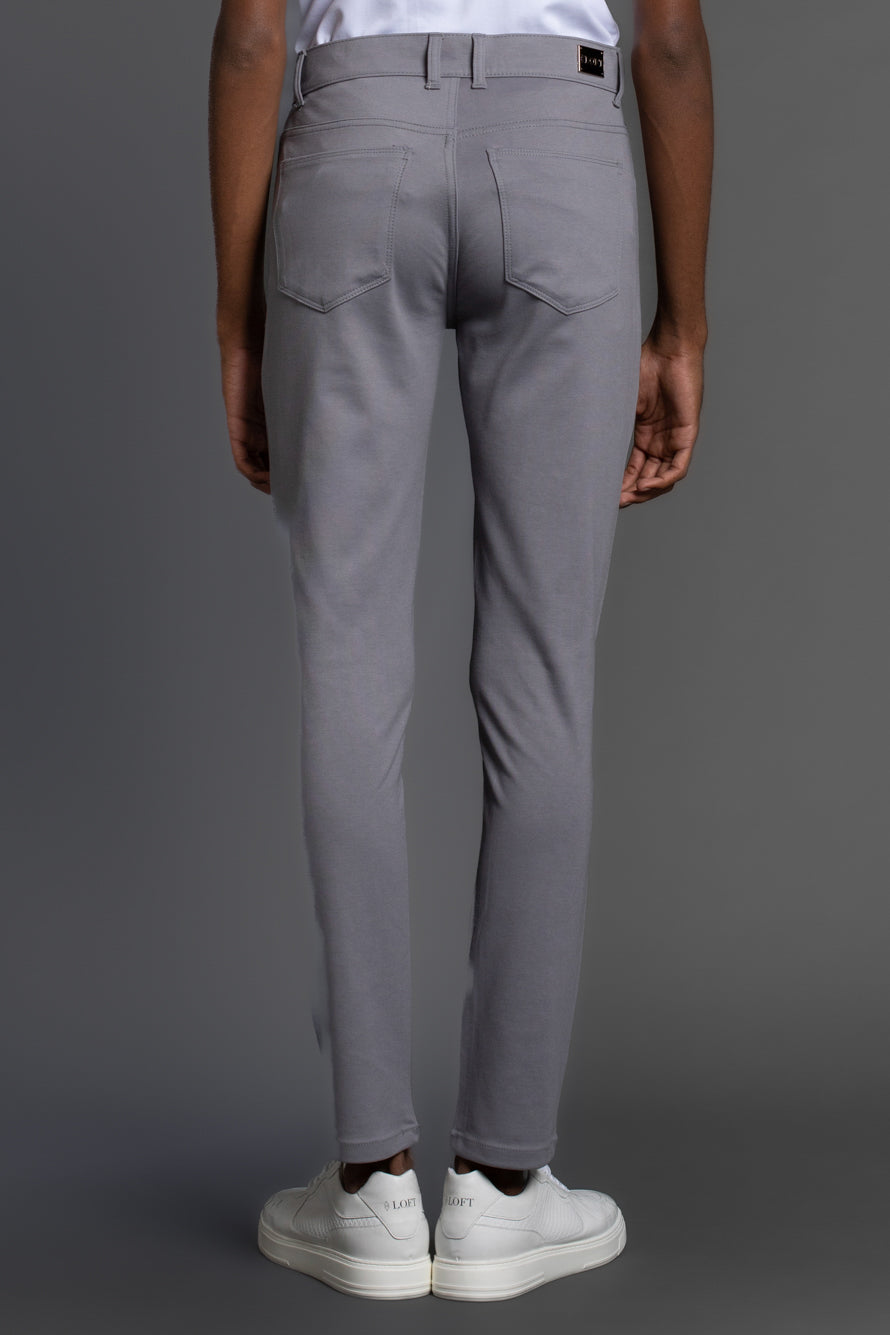 Calça Malha 5 Bolsos - Cinza