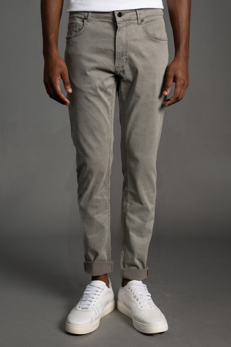 Calça Sarja 5 Bolsos Slim - Cinza Claro
