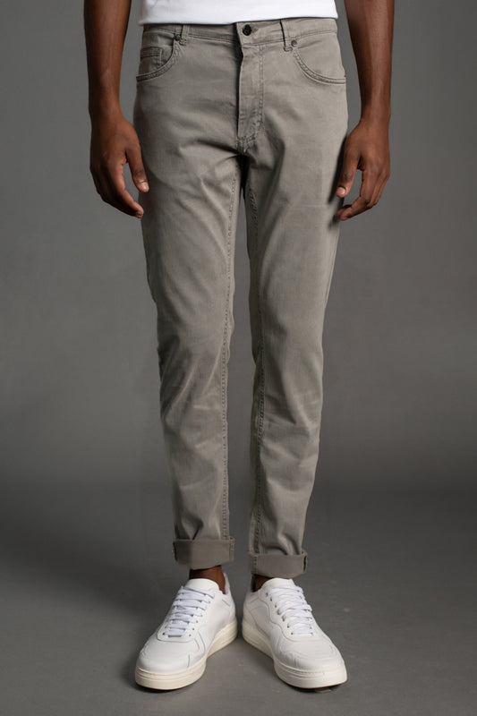 Calça Sarja 5 Bolsos Slim - Cinza Claro