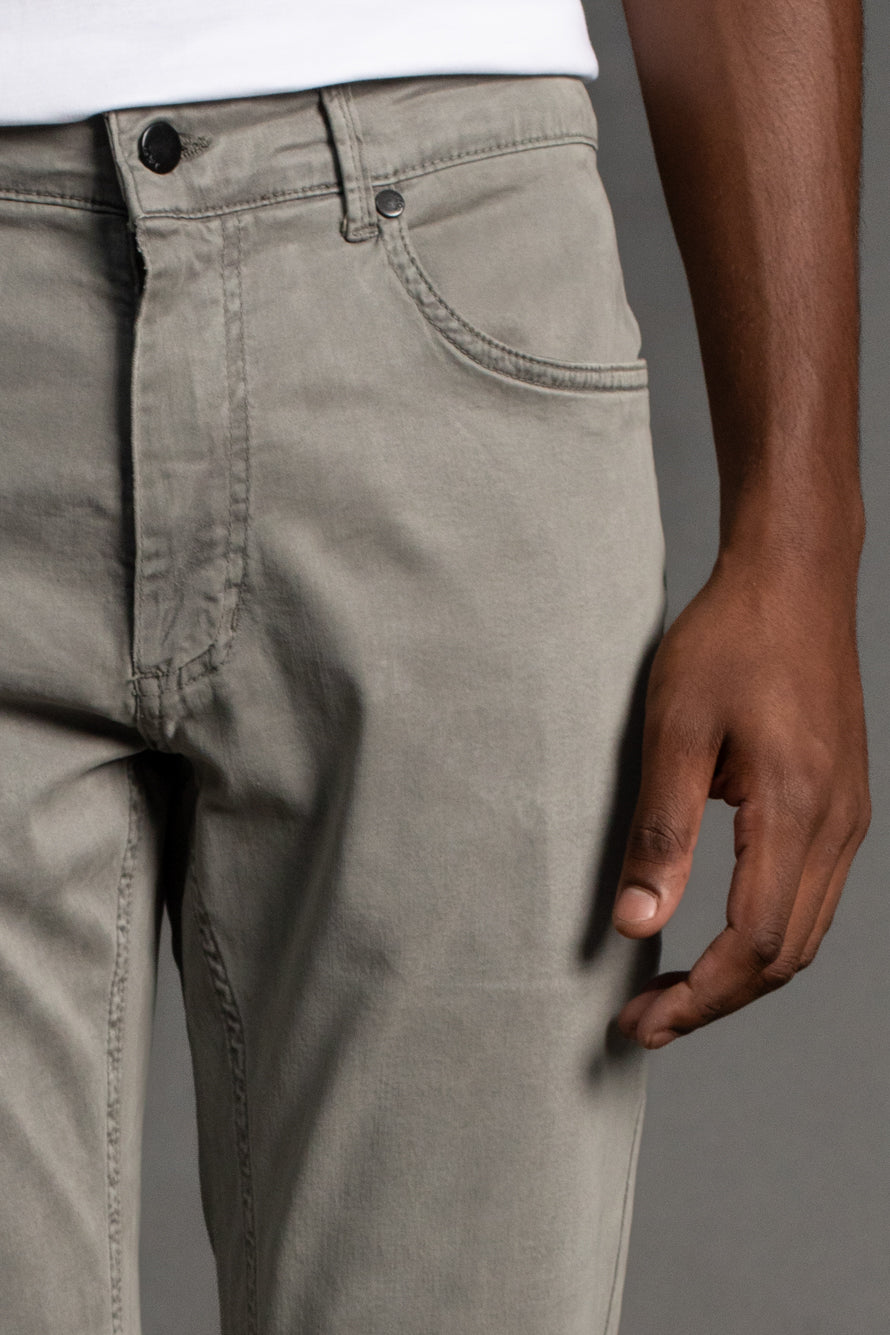 Calça Sarja 5 Bolsos Slim - Cinza Claro