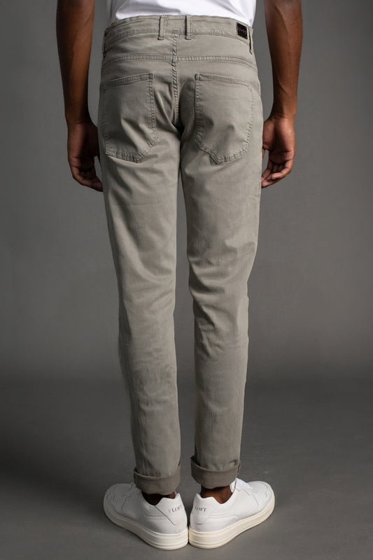 Calça Sarja 5 Bolsos Slim - Cinza Claro
