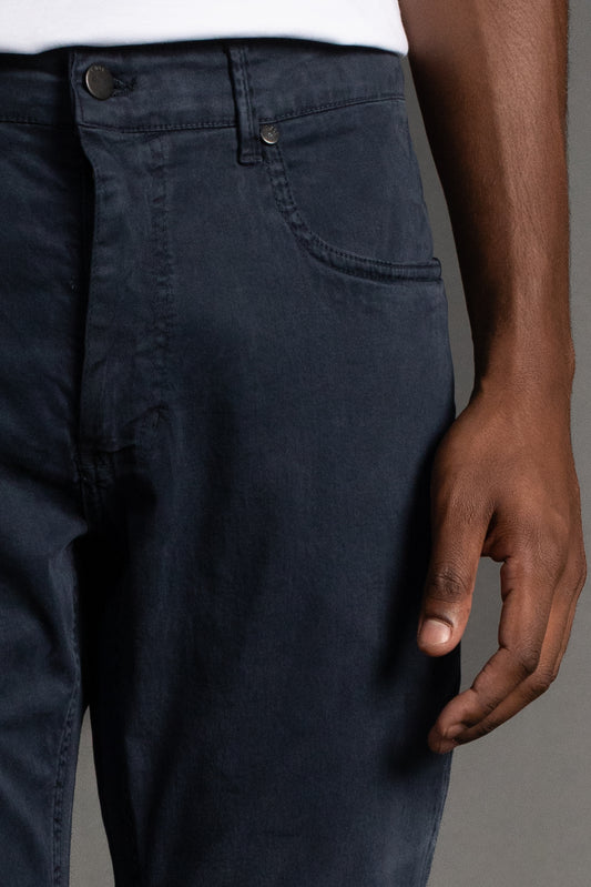 Calça Sarja 5 Bolsos Slim - Azul Escuro
