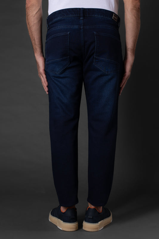 Calça Jeans Slim Com Zíper 5 Bolsos - Marinho