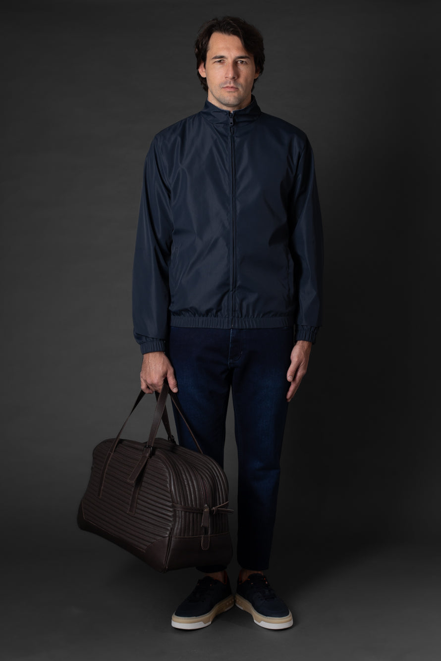 Calça Jeans Slim Com Zíper 5 Bolsos - Marinho