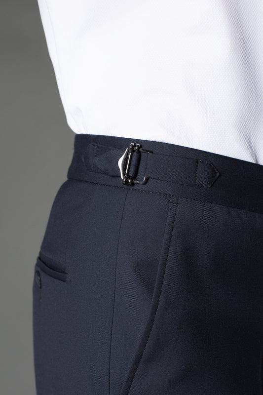 Calça Social Bolso Faca Slim Regulador Cós - Marinho Noite