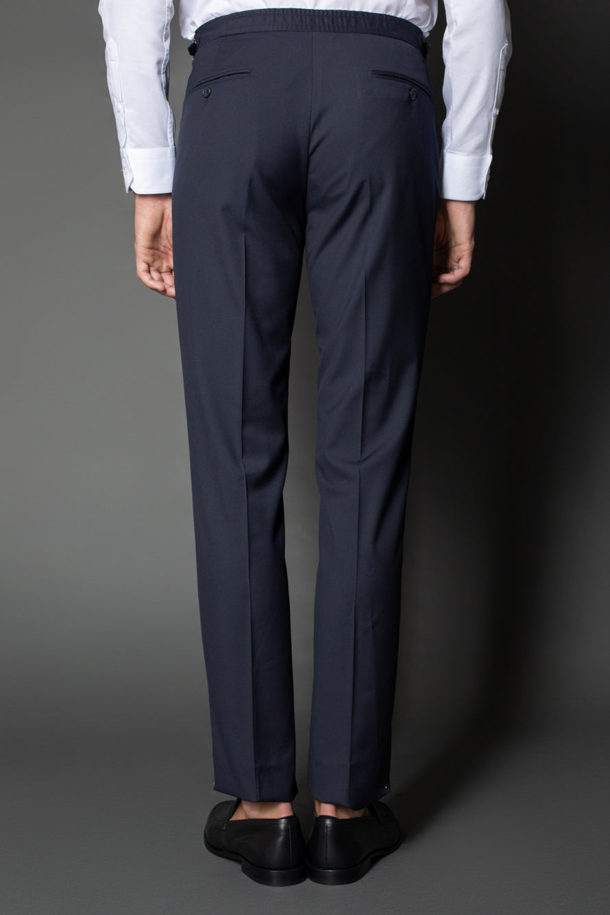 Calça Social Bolso Faca Slim Regulador Cós - Marinho Noite
