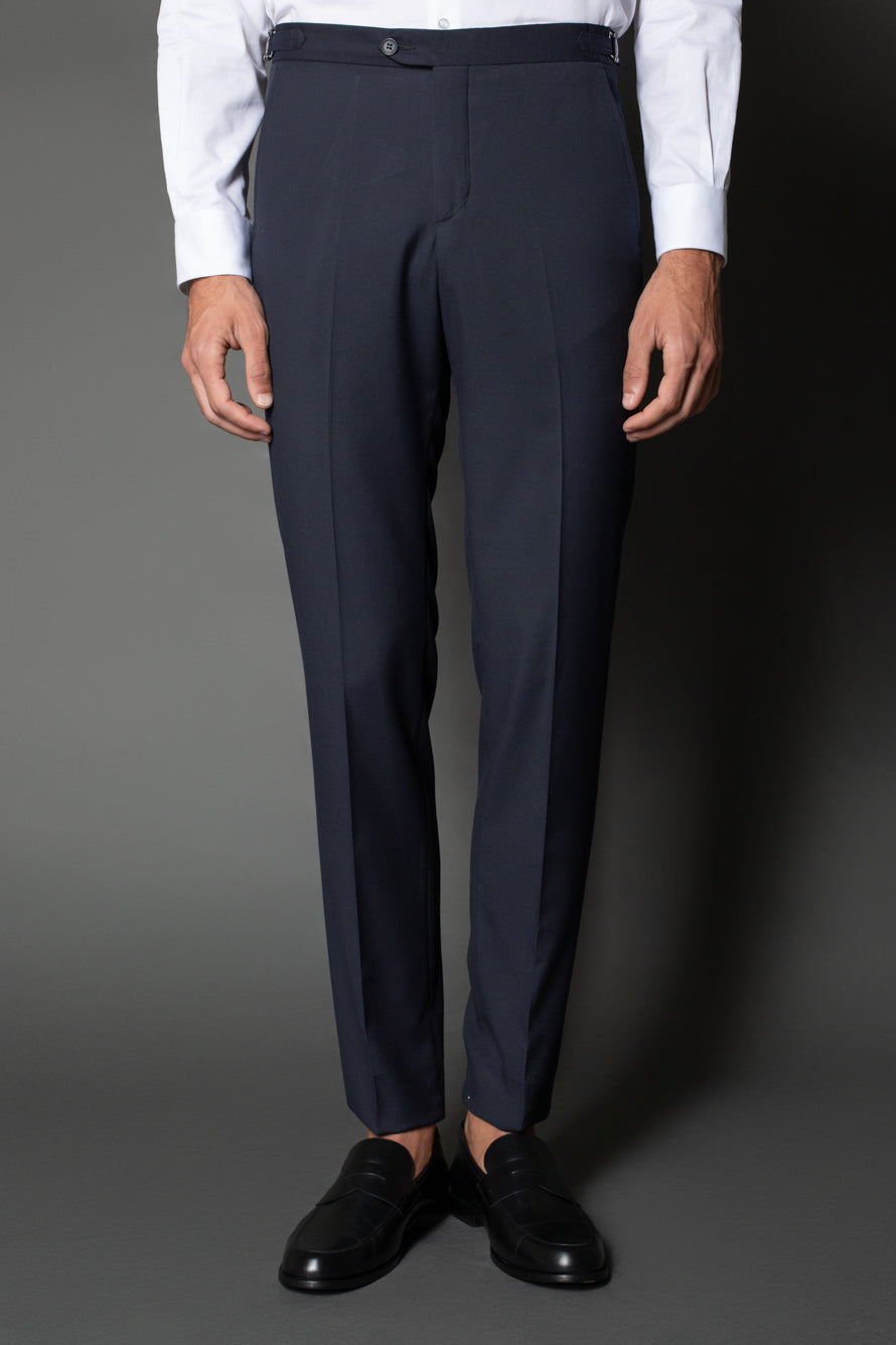 Calça Social Bolso Faca Slim Regulador Cós - Marinho Noite