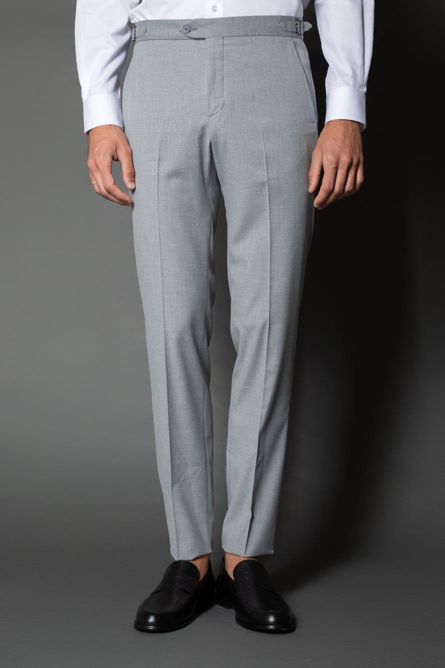 Calça Social Bolso Faca Slim Regulador Cós - Cinza Claro