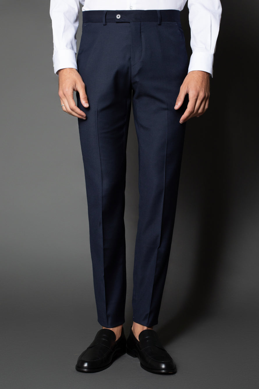 Calça Slim Lisa Bolso Faca - Marinho Noite