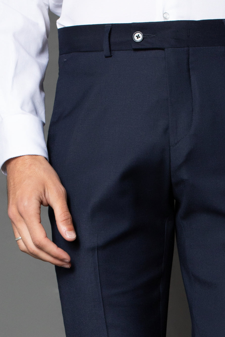 Calça Slim Lisa Bolso Faca - Marinho Noite