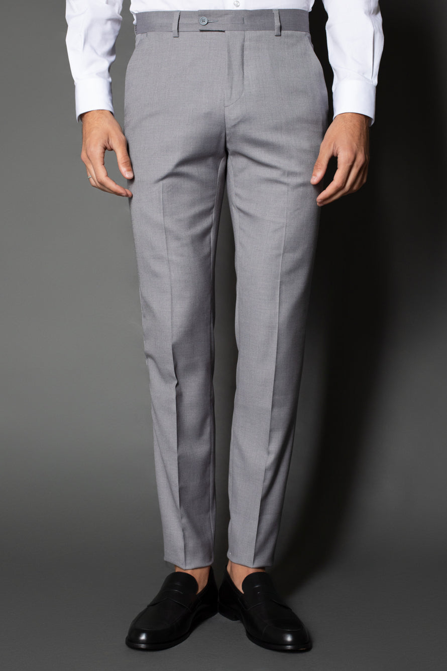 Calça Slim Lisa Bolso Faca - Cinza Medio