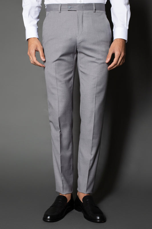 Calça Slim Lisa Bolso Faca - Cinza Medio