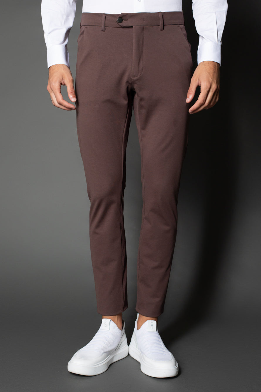 Calça Slim Malha Pima - Marrom