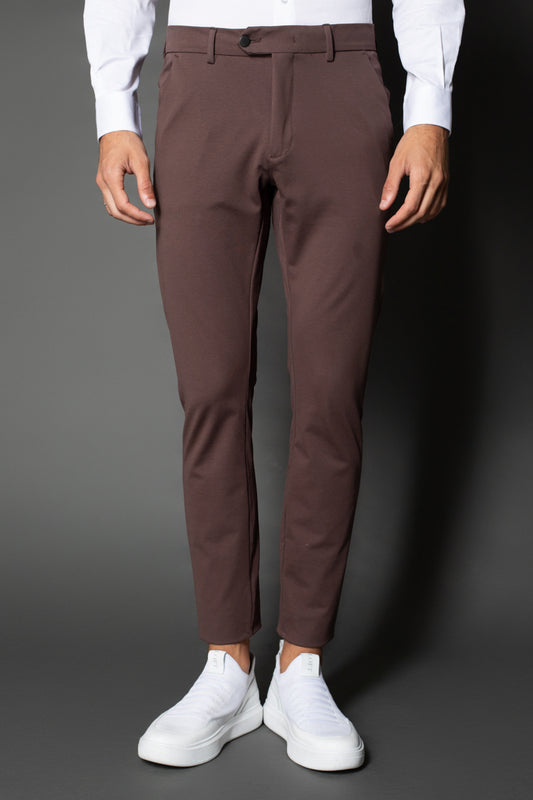 Calça Slim Malha Pima - Marrom