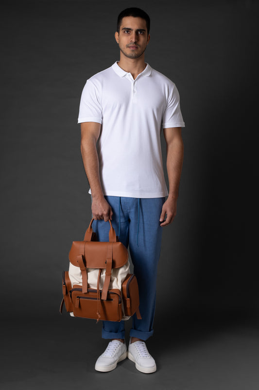 Calça Slim Linho Bolso Faca Com Cordão Interno - Marinho