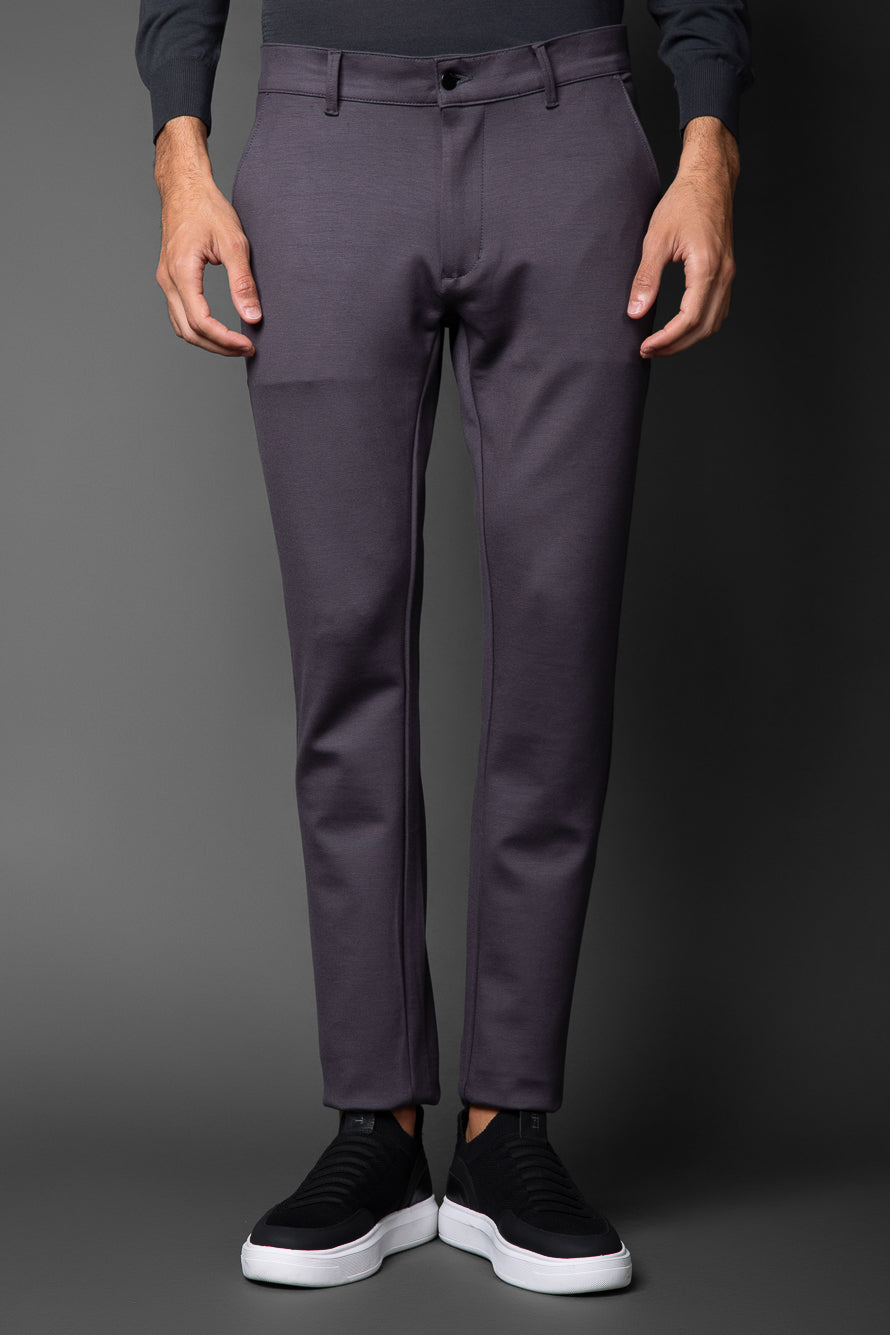 Calça Malha Slim Bolso Faca Pesponto Duplo - Grafite