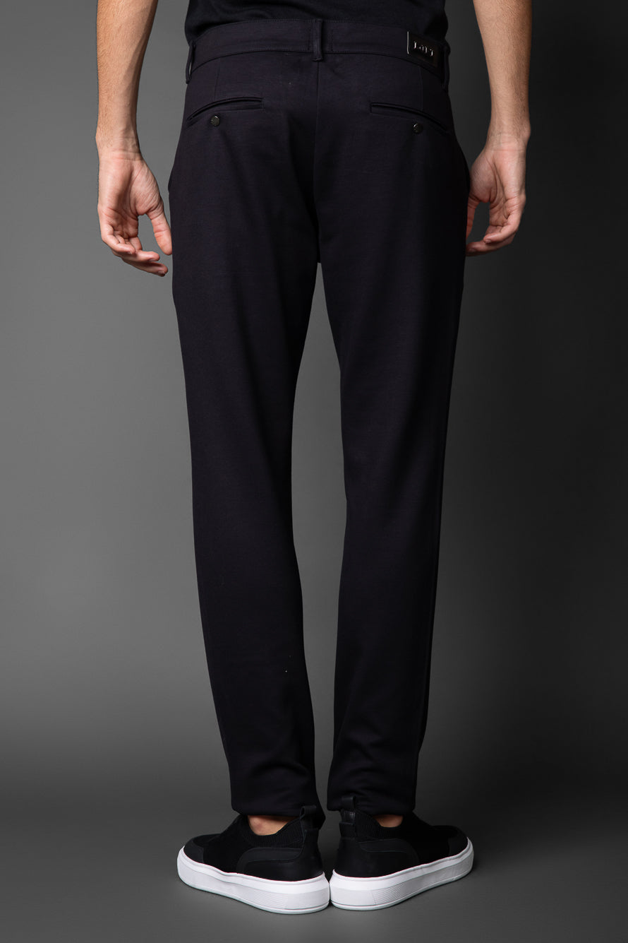 Calça Malha Slim Bolso Faca Pesponto Duplo - Preto