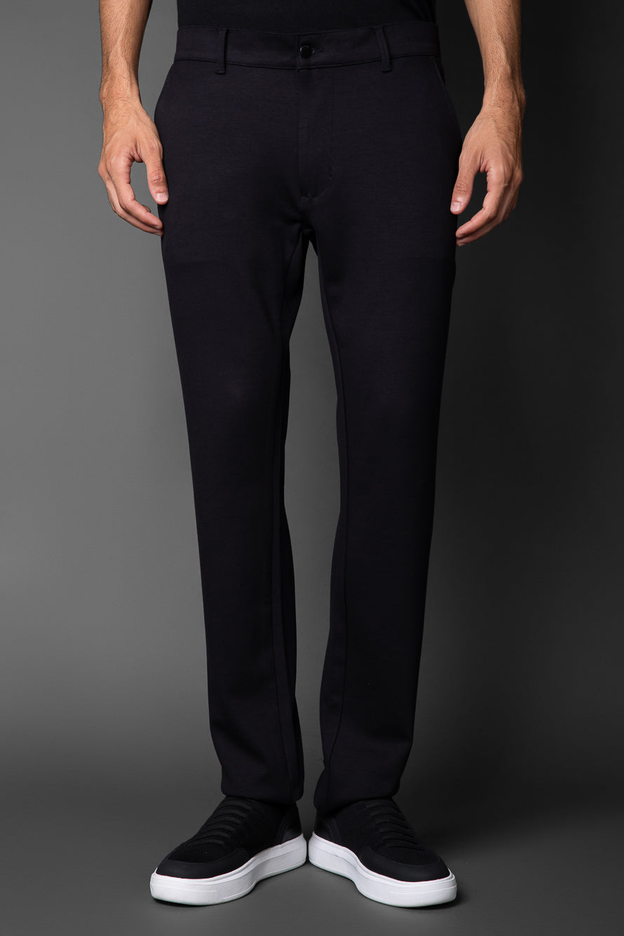 Calça Malha Slim Bolso Faca Pesponto Duplo - Preto