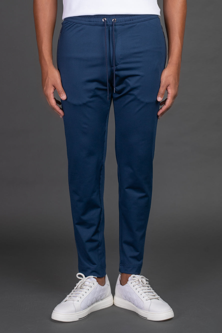 Calça Slim Com Faixa Lateral - Marinho