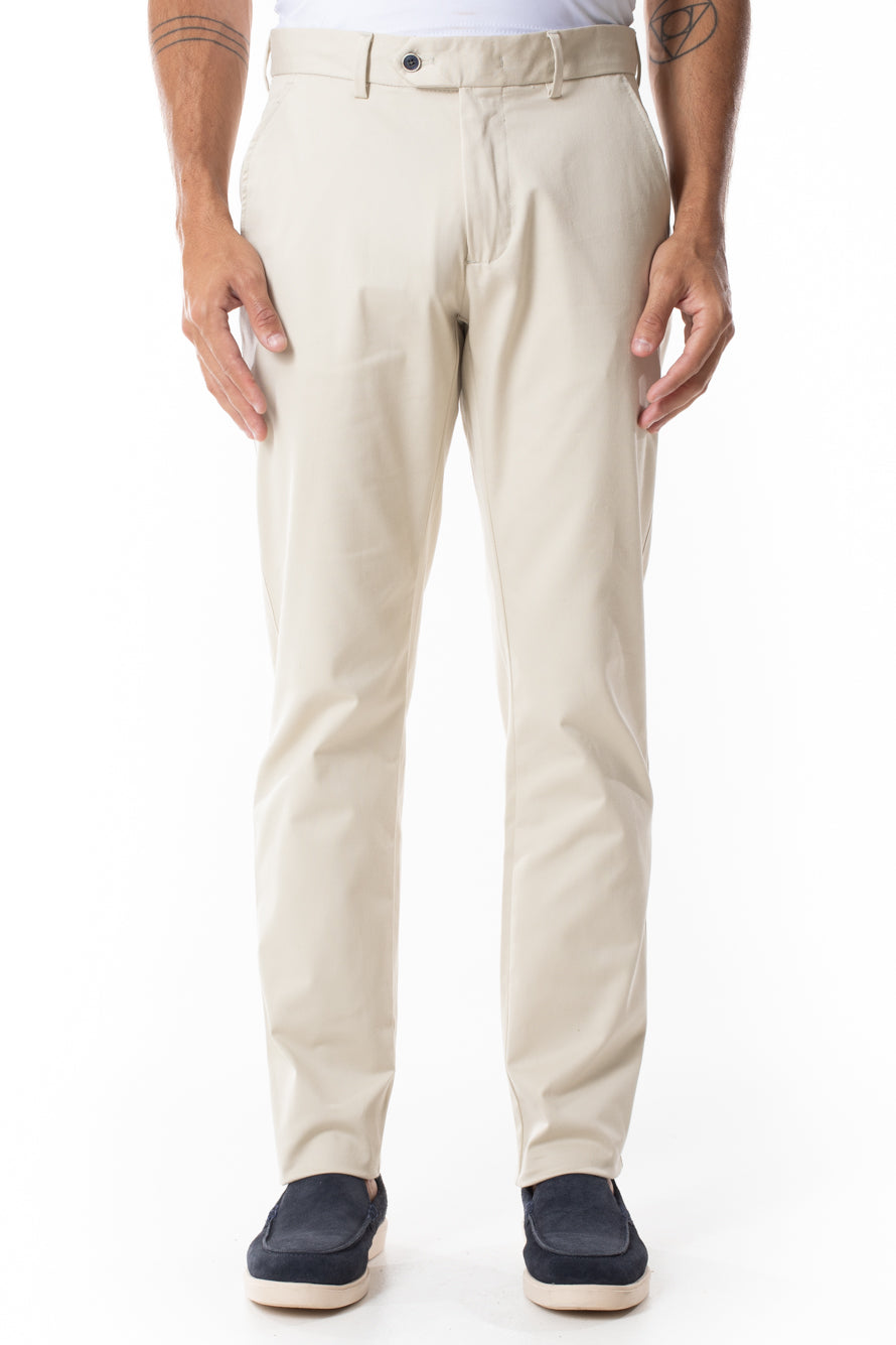 Calça Sarja Bolso Faca - Bege Claro