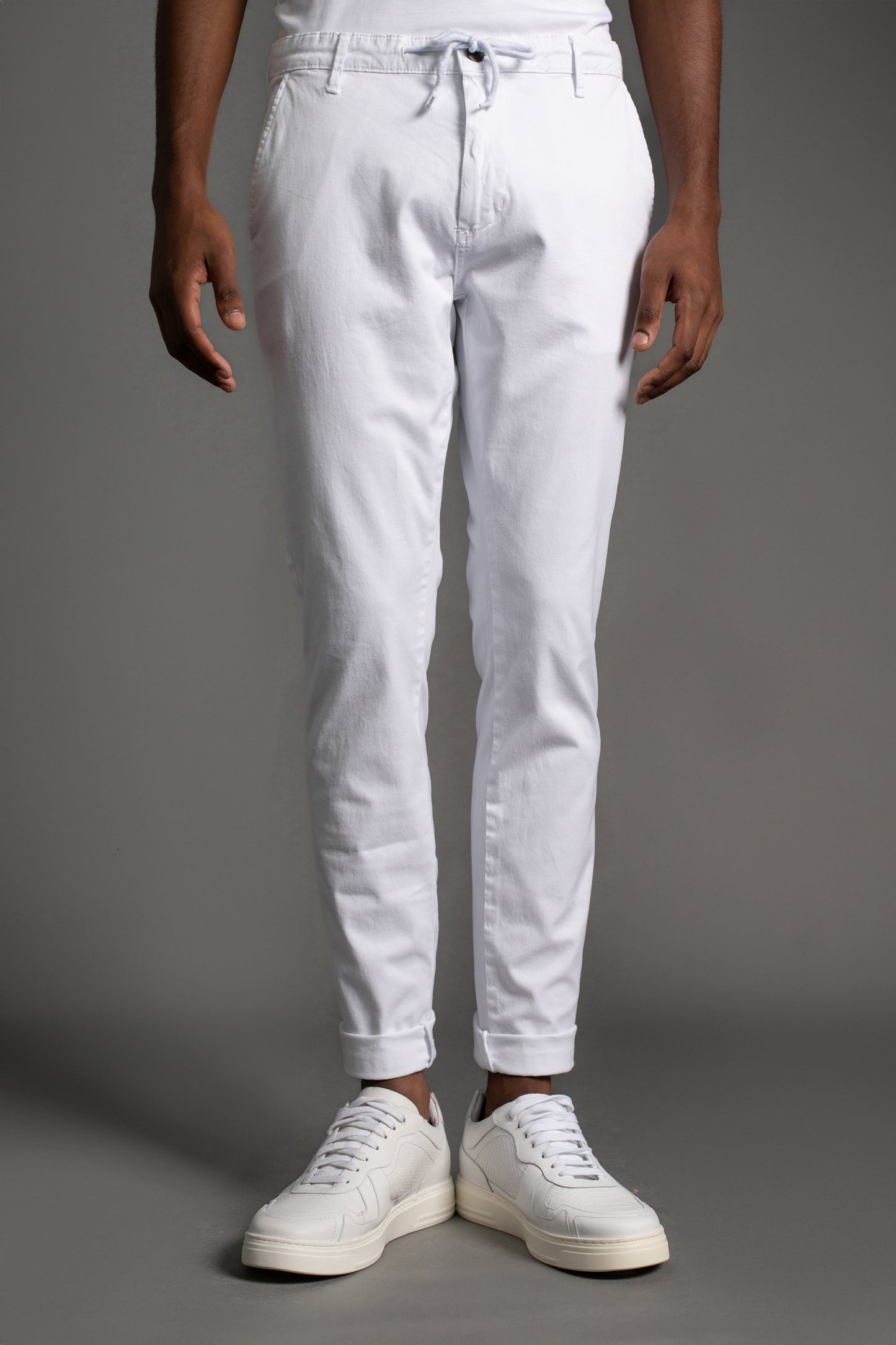 Calça Chino Slim Com Cordão - Branco