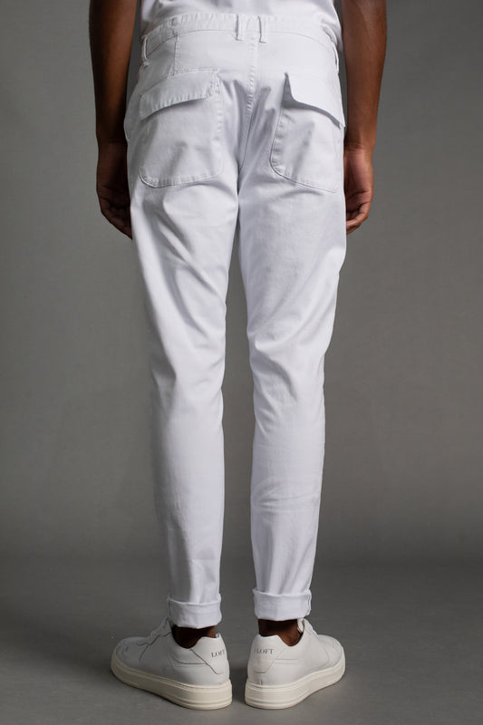 Calça Chino Slim Com Cordão - Branco