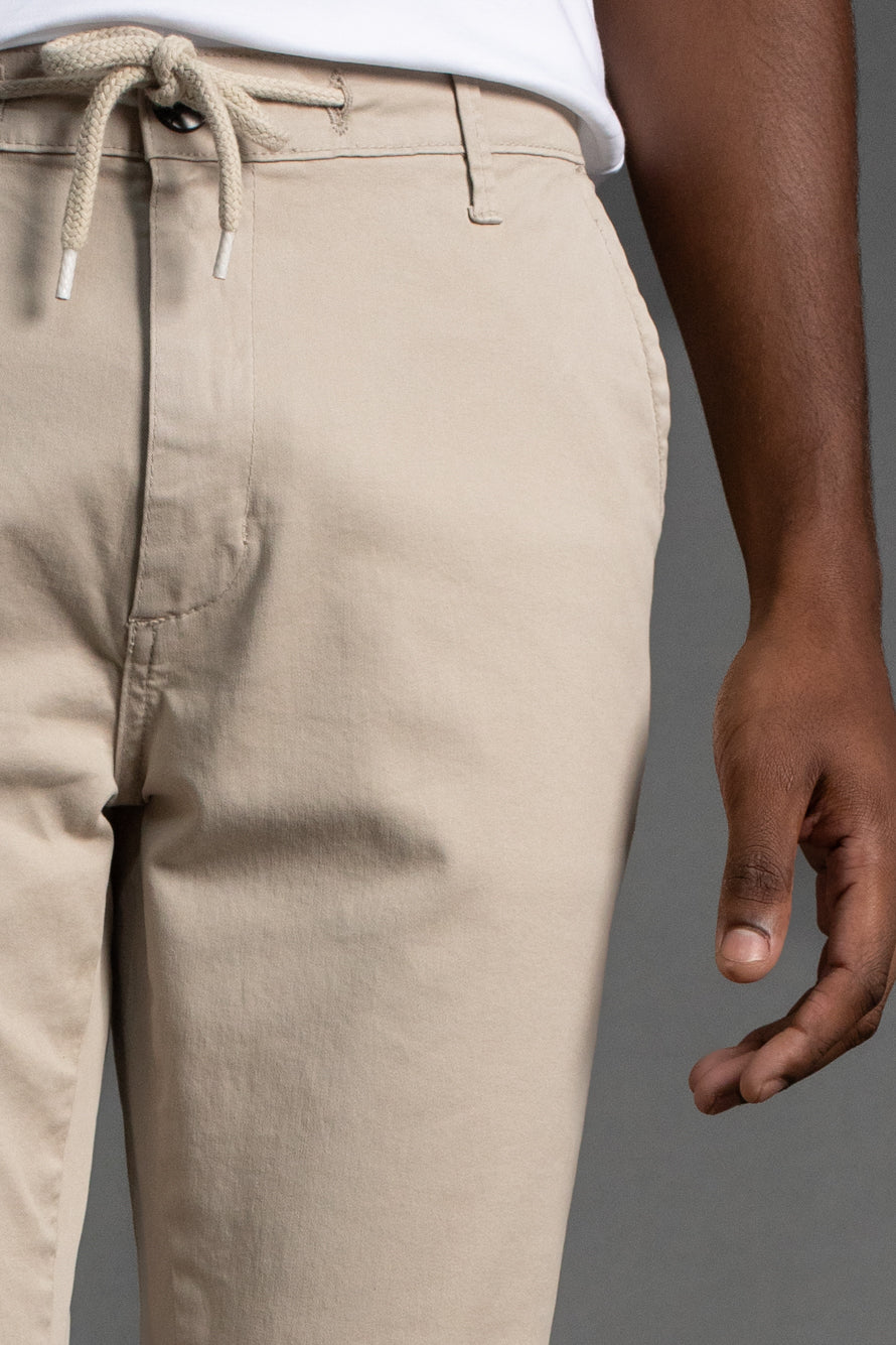 Calça Chino Slim Com Cordão - Khaki