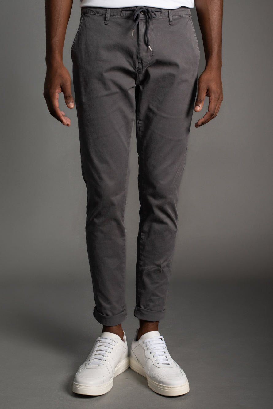 Calça Chino Slim Com Cordão - Grafite