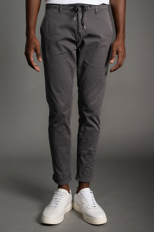 Calça Chino Slim Com Cordão - Grafite