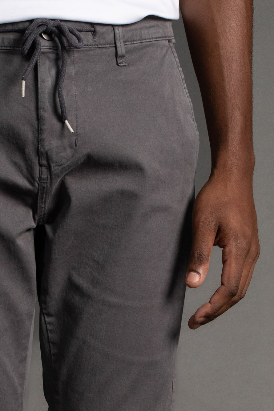 Calça Chino Slim Com Cordão - Grafite