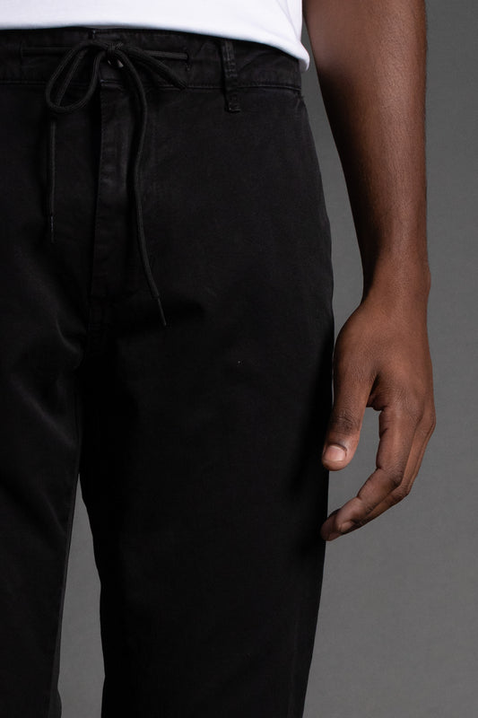 Calça Chino Slim Com Cordão - Preto